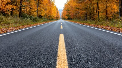 Fototapeta premium Autumn Road Through Golden Forest