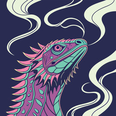 Mystical Iguana vector design