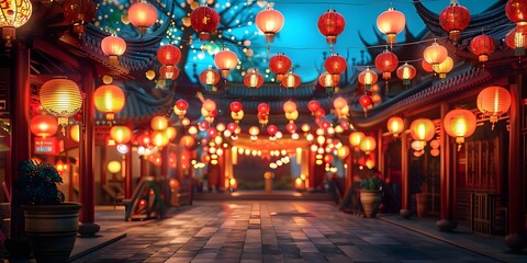 A mesmerizing closeup of Chinese lanterns emitting a warm welcoming glow that brightens the night