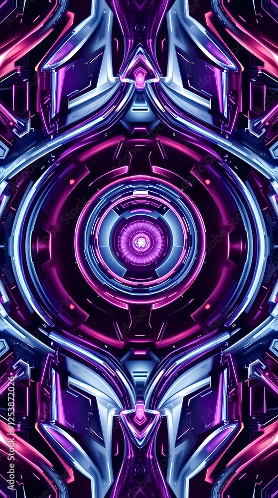 Poster stunning abstract design featuring vibrant colors and intricate patterns in futuristic style. genera