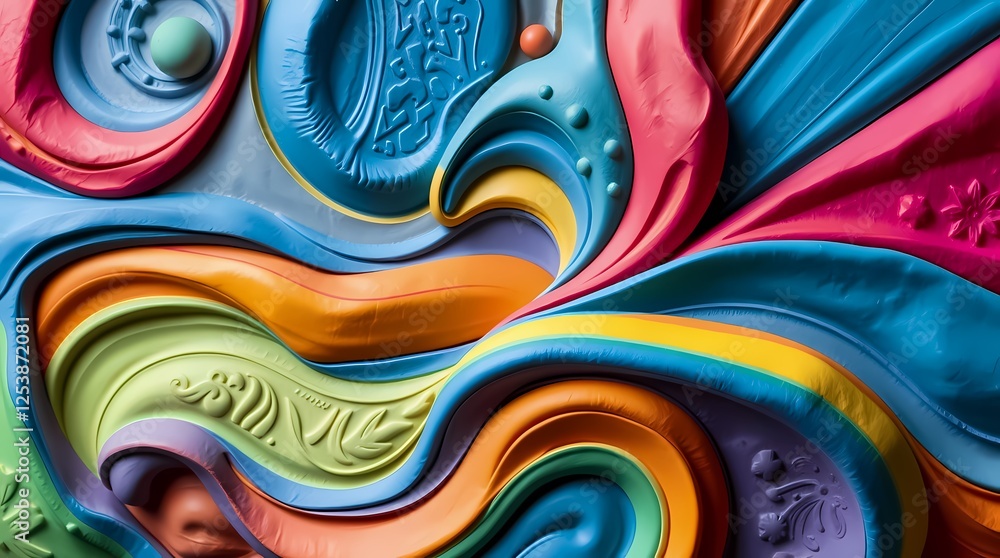 Poster colorful abstract patterns created with playful textures and shapes. generative ai