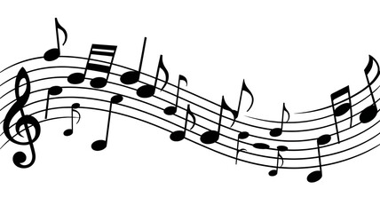 musical note black and white stylized icon illustration