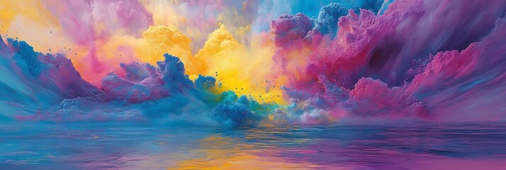 Holi powders rainbow explosion