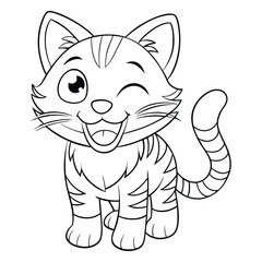 jungle cat winking coloring pages Vector illustration for coloring books 