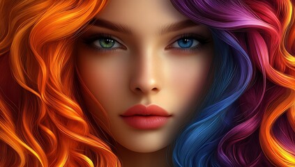 Fototapeta premium Swirling Orange and Purple Strands in a Dynamic Abstract Design