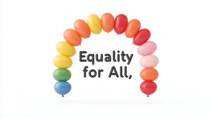 Colorful Balloon Arch with Equality for All Text in Bright Colors