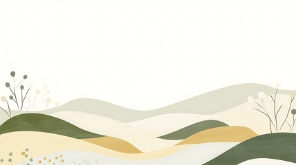 Abstract landscape, hills, plants, pastel