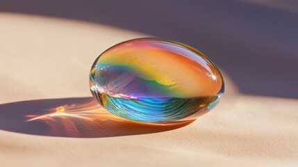 Colorful Iridescent Orb on Smooth Surface with Soft Lighting Effects