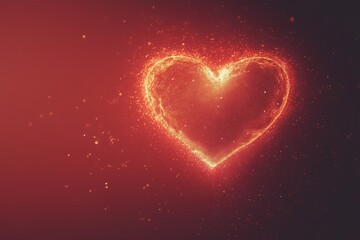 Heart made of glowing light with sparkling particles