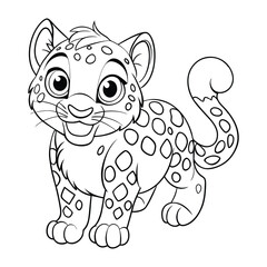 a playful snow leopard coloring pages Vector illustration for coloring books 