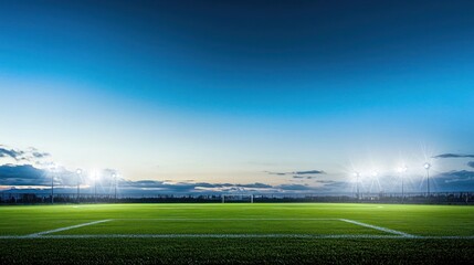 Empty Football Field At Twilight