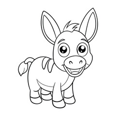cute smiling donkey coloring pages Vector illustration for coloring books 