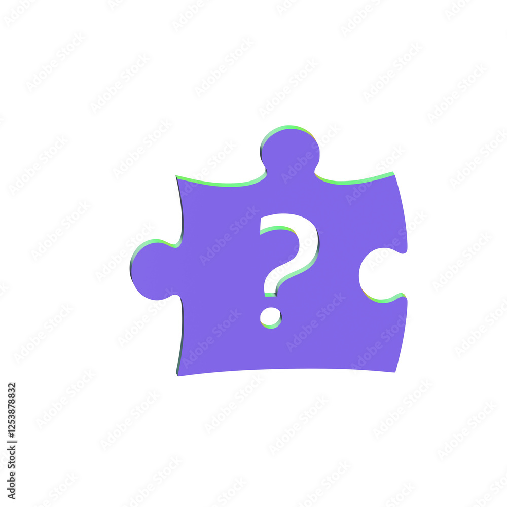Poster puzzle piece with question mark in the center symbolizing uncertainty or needing to find a solution 