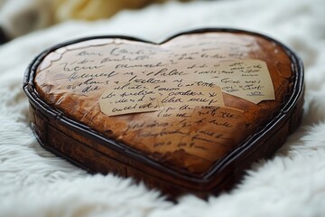 Romantic, heart-shaped boyfriend coupon book, with beautiful, handwritten notes, on a soft, white background