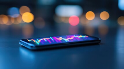 Smartphone displaying financial stock chart