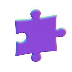 Obraz premium Vibrant purple puzzle piece on transparent background Icon representation of problem solving strategy and connections Modern 3D digital design element