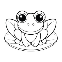 frog sitting on a lily pad coloring pages Vector illustration for coloring books 