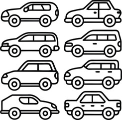Fototapeta premium car icon set line art eps vector files