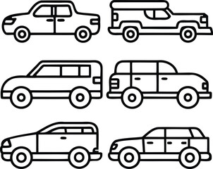 Fototapeta premium car icon set line art eps vector files