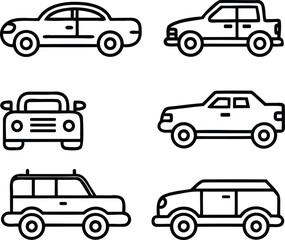 car icon set line art eps vector files