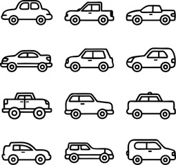 Fototapeta premium car icon set line art eps vector files