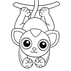 kinkajou hanging upside down coloring pages Vector illustration for coloring books 