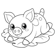 piglet rolling in the mud coloring pages Vector illustration for coloring books 