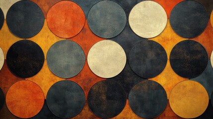 Circular pattern of textured disks with earth tone backgrounds