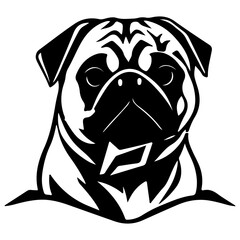pug dog vector illustration and black and white cartoon dog black dog cartoon