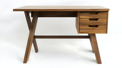 A wooden desk with a drawer and a shelf