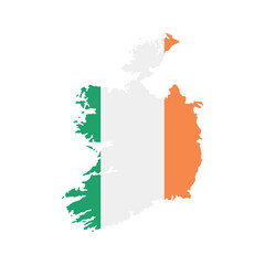 Fototapeta premium Vector illustration of a map of Iraland territories. White flat map with borders on a white background, featuring the national flag. Highly detailed vector illustration Europe