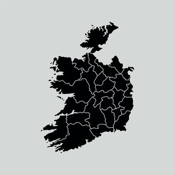 Vector illustration of a map of Iraland divided into states and territories. White flat design isolated on a white background. Highly detailed vector illustration Europe