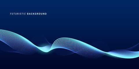 Futuristic Abstract Wave Background with Blue Neon LineS