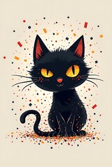 black cat on a black background
