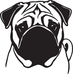 pug dog vector illustration and black and white cartoon dog black dog cartoon