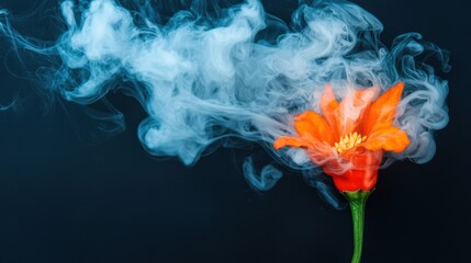 A dramatic composition featuring a red chili pepper enveloped in swirling smoke, evoking heat and bold flavors