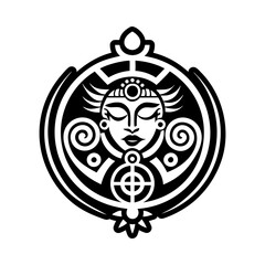 Fototapeta premium Glyph style icon depicting earth goddess