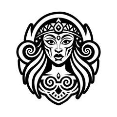 Mother taino portrait, glyph style icon