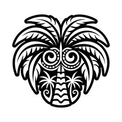 Palm tree tattoo icon in glyph style
