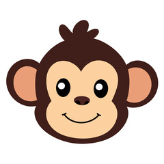 Cute monkey face, cartoon animal head illustration.