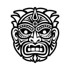 Tribal tiki mask, glyph style icon