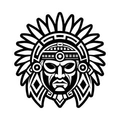 Taino warrior headdress, glyph style icon