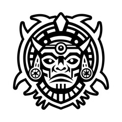 Ancient warrior mask, glyph style icon