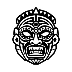 Tribal deity mask, solid style icon