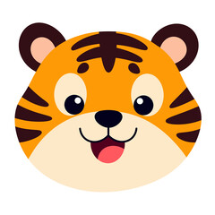 Cute cartoon tiger face icon.