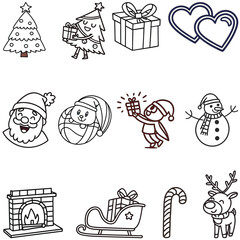 Christmas icon bundle line art and illustrator eps