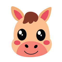 Cute cartoon horse face icon.