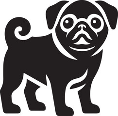 pug dog vector illustration and black and white cartoon dog black dog cartoon