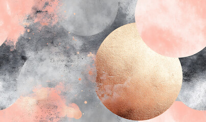 Fototapeta premium Rose Gold Circles with Abstract Pointillism Pattern