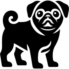 pug dog vector illustration and black and white cartoon dog black dog cartoon